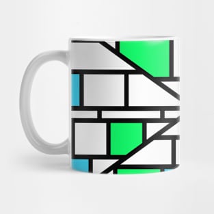 Abstract mosaic pattern grid with random colours blue and green - illustration Mug